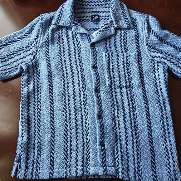 NWT GAP Thick Textured Woven Shirt |Distant Blue Stripe| Shirt Cotton Size Small - Picture 3 of 8